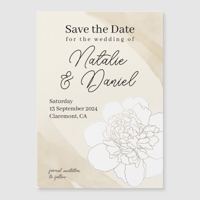 Invitación Magnética Boda de Flores de Peonies Blancos (Anverso)