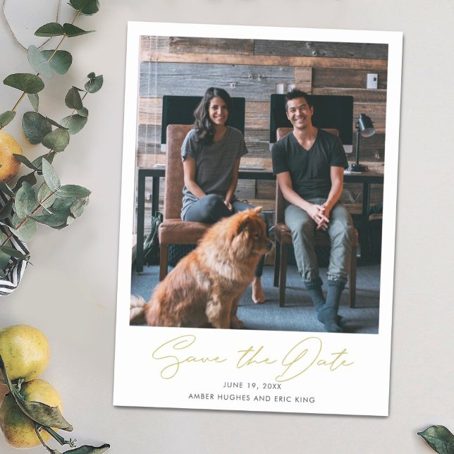 Invitación Magnética Boda de fotos con guión de oro moderno salva la fe (Subido por el creador)
