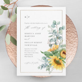 Invitación Magnética Boda de girasol moderno de eucalipto