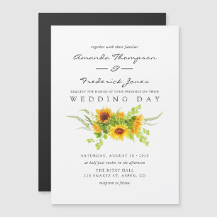 Invitación Magnética Boda de girasoles bohemios al agua