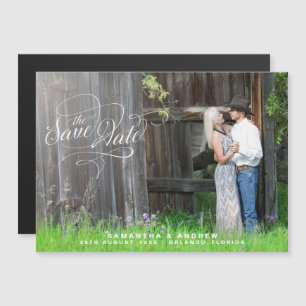 Invitación Magnética Boda De Guión Extraño Foto Guardar La Fecha
