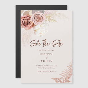 Invitación Magnética Boda De Guión Floral De Grass Pampas Guardar La Fe