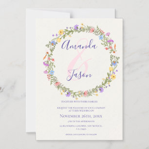 Invitación Magnética Boda de guirnaldas amarillo morado