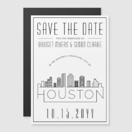 Invitación Magnética Boda de Houston | Estilizado Skyline Guardar la fe