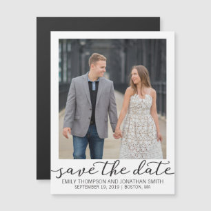 Invitación Magnética Boda De Imagen Guardar La Fecha Magnates Borde Bla