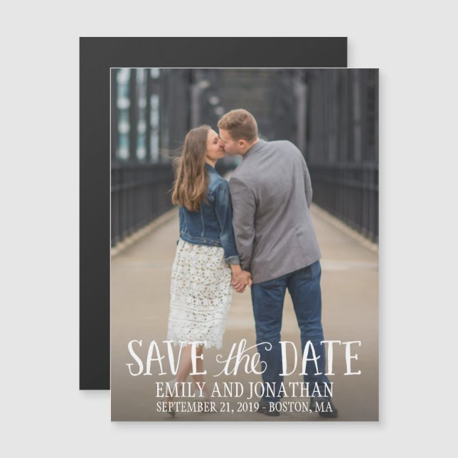 Invitación Magnética Boda De Imagen Guardar Los Magnetanes De Fecha, Di (Anverso/Reverso)