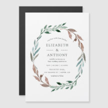 Boda de invierno con vegetación rústica acuarela