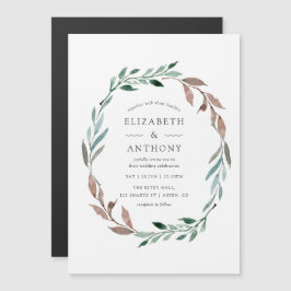 Invitación Magnética Boda de invierno con vegetación rústica acuarela
