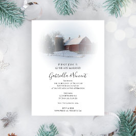 Invitación Magnética Boda de Invierno de Silo y Granja de Nieve Cubiert