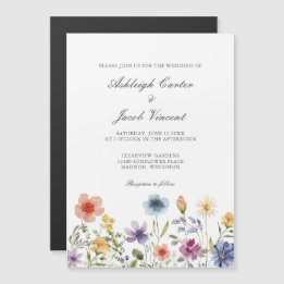Invitación Magnética Boda de jardín bonita de flores silvestres de acua