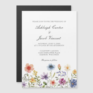 Invitación Magnética Boda de jardín bonita de flores silvestres de acua