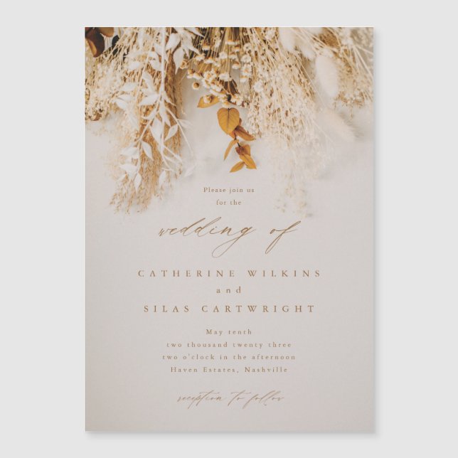 Invitación Magnética Boda de las Flores de Otoño Boho (Anverso)