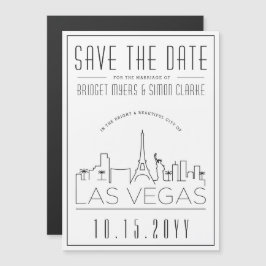 Invitación Magnética Boda de Las Vegas | Estilizado Skyline Guardar la