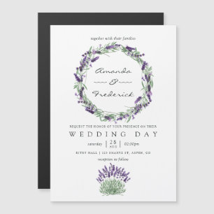 Invitación Magnética Boda de Lavanda de Moda de algodón