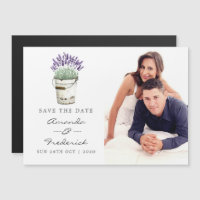 Boda de lavanda de Moda de cabaña Salven la fecha