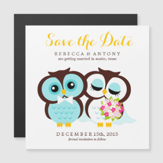 Invitación Magnética Boda de lechuzas de novias y novias salva la fecha