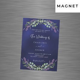 Invitación Magnética Boda de lujo azul marino