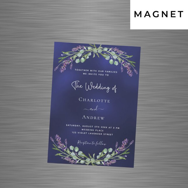 Invitación Magnética Boda de lujo azul marino (Subido por el creador)