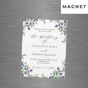 Invitación Magnética Boda de lujo de flores violeta de lavanda