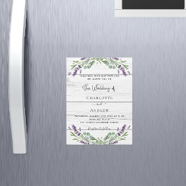 Invitación Magnética Boda de lujo de madera blanca y verde lavanda
