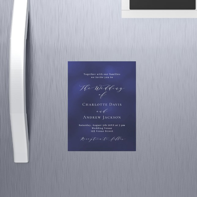 Invitación Magnética Boda de lujo minimalista azul marino (Subido por el creador)
