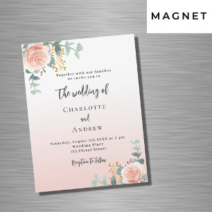 Invitación Magnética boda de lujo Rosa florals de oro verde