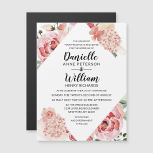 Invitación Magnética Boda de Moda geométrica floral de color de agua de