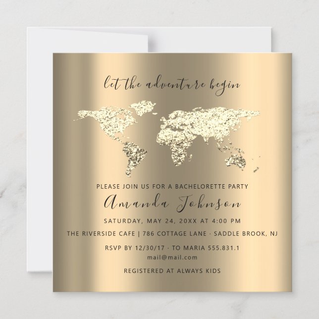 Invitación Magnética Boda de Novias Graduado del Mapa de Destino Mundia (Anverso)