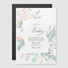 Invitación Magnética Boda de Pastel Blush con Vegetación