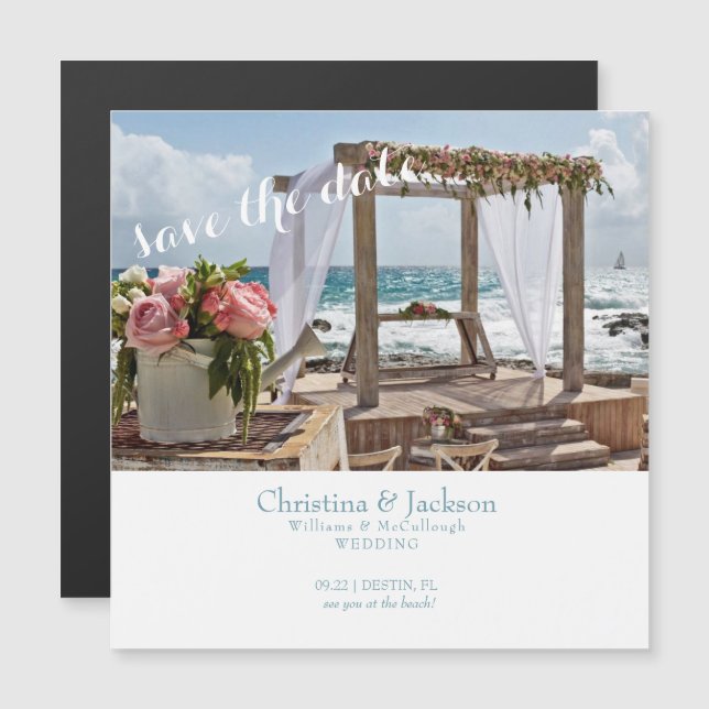 Invitación Magnética Boda de playa Salven al Boda de fechas (Anverso/Reverso)