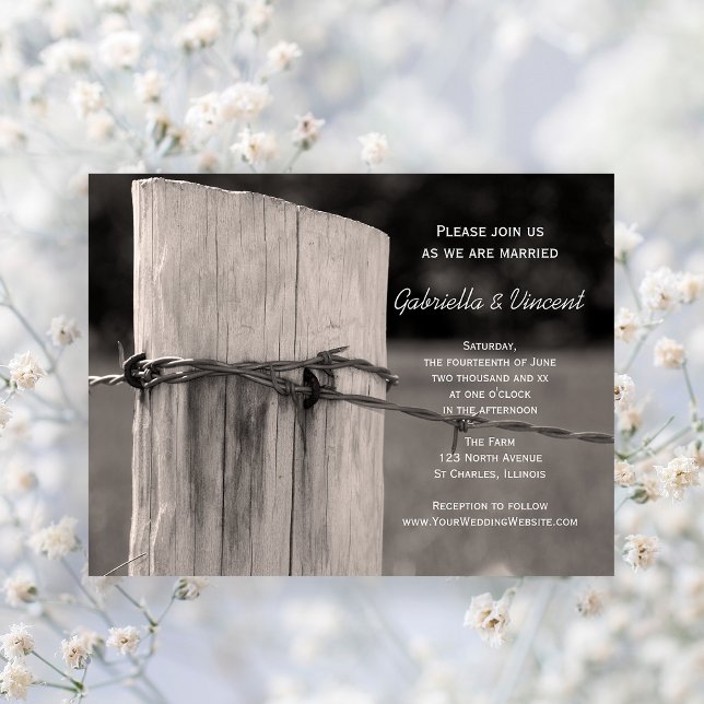 Invitación Magnética Boda de rancho rural de vallas postrurales (Subido por el creador)