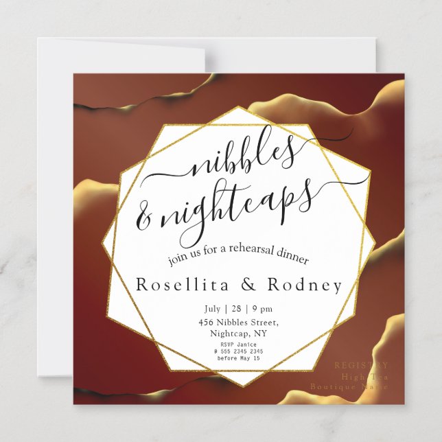 Invitación Magnética boda De Resumen Elegante De Oro De Borgoña 🤵 (Anverso)