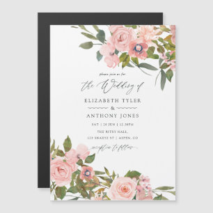 Invitación Magnética Boda de Rosas Rosas y rosados de Rubor con color d