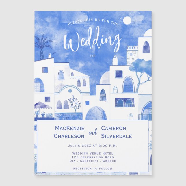 Invitación Magnética Boda de Santorini (Anverso)