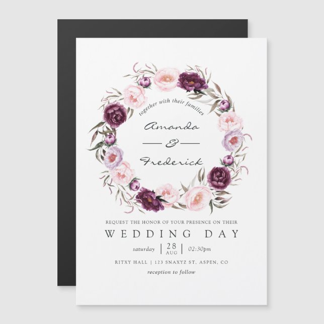 Invitación Magnética Boda de terciopelo profundo (Anverso/Reverso)