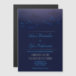 Invitación Magnética Boda de tiburones del océano azul