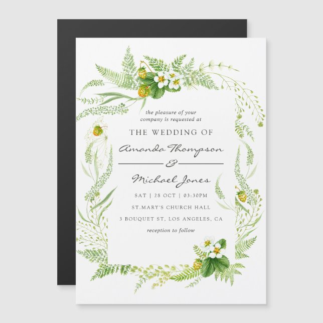 Invitación Magnética Boda de vegetación acuática (Anverso/Reverso)