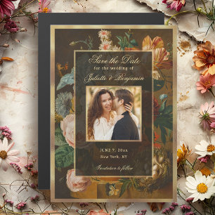 Invitación Magnética Boda de Vida Floral Elegante para Guardar la Fecha