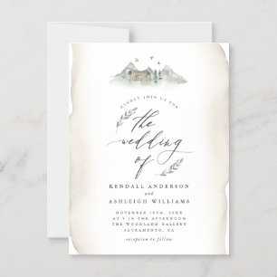 Invitación Magnética Boda de  y hojas de acuarela de Country Tan