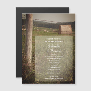Invitación Magnética Boda del Rancho de Granja de Pastos Verdes