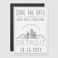 Boda Detroit | Estilizado Skyline Guardar la fecha