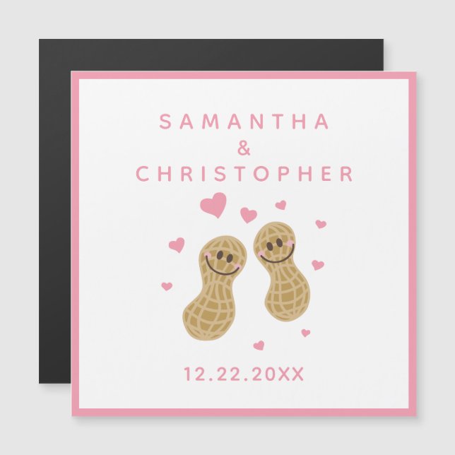 Invitación Magnética Boda elegante de nueces rosadas enamoradas (Anverso/Reverso)