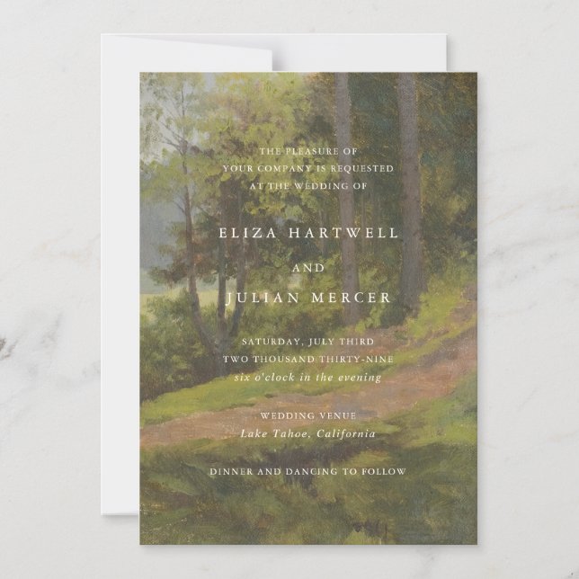 Invitación Magnética Boda Elegante en Bosque Rústico (Anverso)