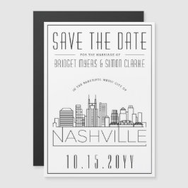 Invitación Magnética Boda en Nashville | Silueta estilizada de la ciuda