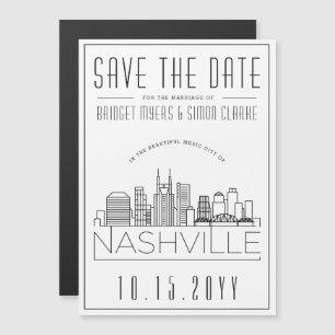 Invitación Magnética Boda en Nashville   Silueta estilizada de la ciuda