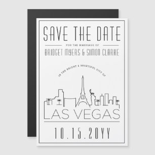 Invitación Magnética Boda en Vegas   Silueta urbana estilizada Avisa la