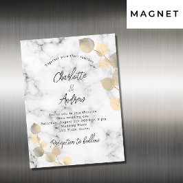 Invitación Magnética Boda eucalipto mármol dorado lujo