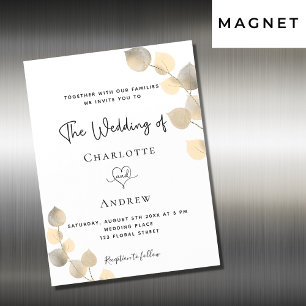 Invitación Magnética Boda eucalipto oro blanco lujo