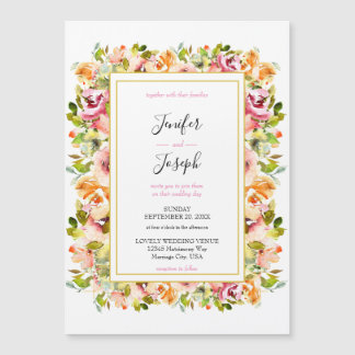 Invitación Magnética Boda floral acuarela de verano