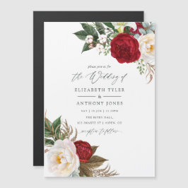 Invitación Magnética Boda Floral Boho Borgoña - Marsala
